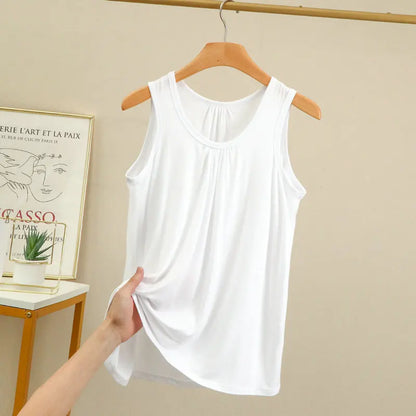 Women’s Plus Size Modal Tank Top - Loose Fold Sleeveless Summer Vest Shirt XL-6XL Casual Homewear