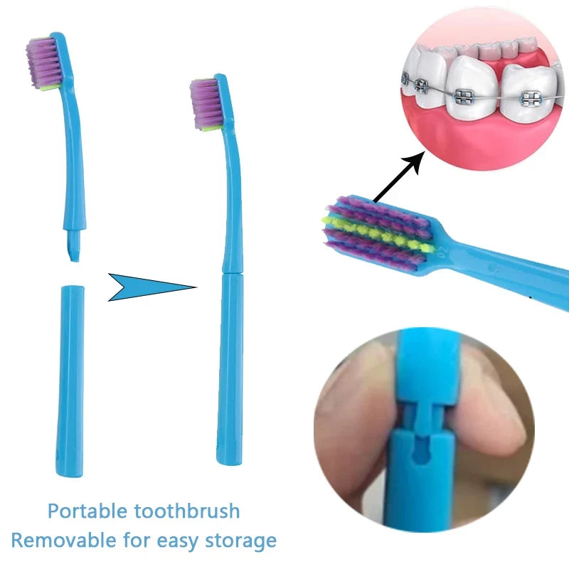 Portable Dental Cleaning Kit - Travel Oral Care Set with Toothbrush, Interdental Brush & Tongue Scraper
