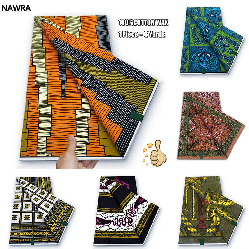 2026 African Real Wax Print Fabric - 100% Cotton Nigerian Ghana Style Pagne for Women