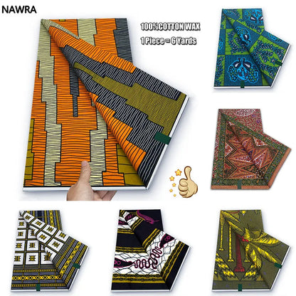 2026 African Real Wax Print Fabric - 100% Cotton Nigerian Ghana Style Pagne for Women