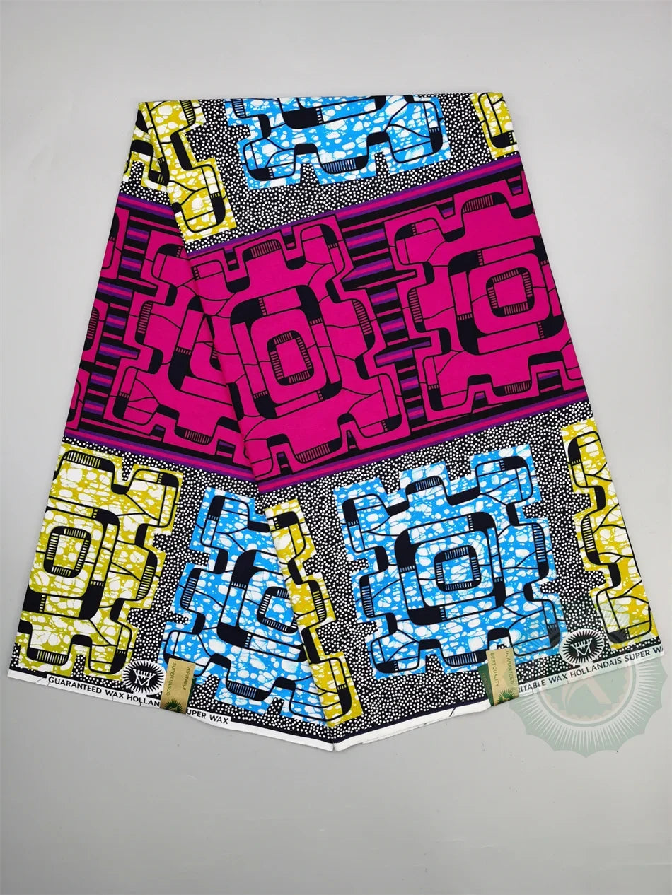 Guaranteed Original African Wax Fabric - 100% Cotton Real Ankara Print 6 Yards for Wedding Dresses & Sewing