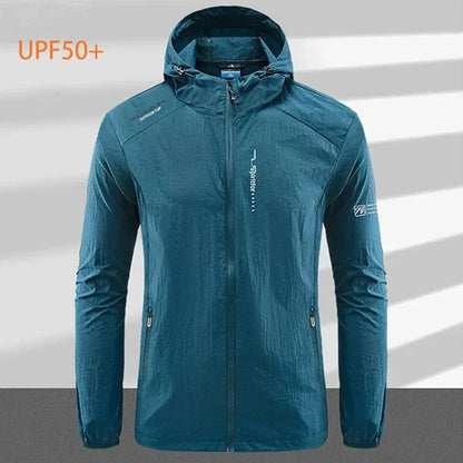 Men’s UPF 50+ UV Protection Jacket - Quick-Dry Lightweight Hooded Windbreaker for Hiking, Fishing and Cycling