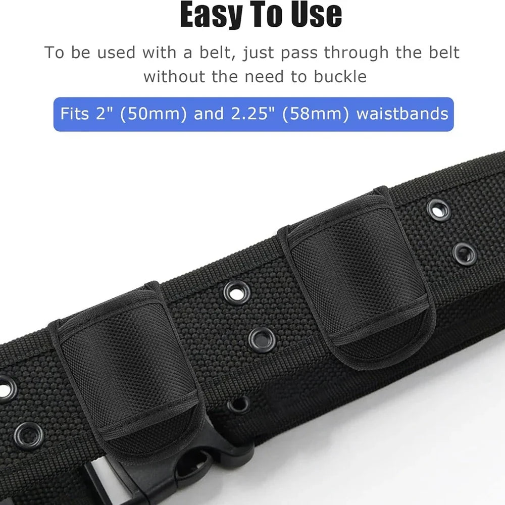 Flashlight Holster Pouch - Open Top Nylon Duty Belt Holder Case for D Cell & Compact Handheld Flashlights