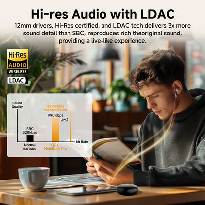 QCY MeloBuds Pro ANC Earbuds - Bluetooth 5.3 Wireless Hi-Res LDAC Headphones with 46dB Noise Cancellation