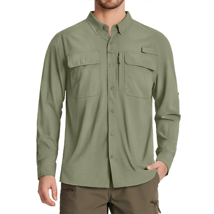TACVASEN Men's UPF 50+ Sun Protection Fishing Shirt – Quick-Dry Long Sleeve Mesh Hiking & Work Shirt