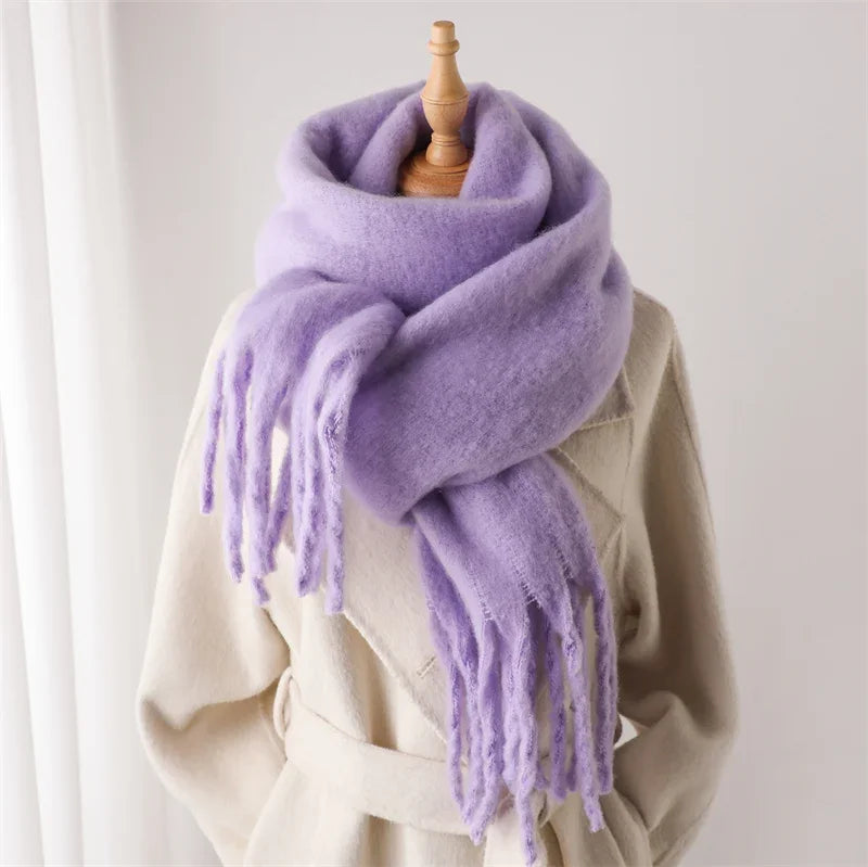 Women’s Winter Cashmere Scarf – Thick Soft Pashmina Shawl with Tassels, Warm Blanket Wrap & Long Poncho Echarpe