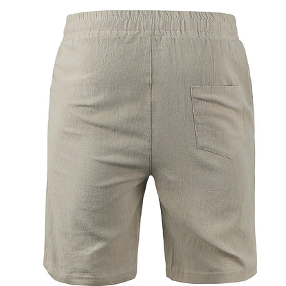 KB Men's Cotton Linen Shorts - Breathable Solid Color Summer Streetwear Pants S-3XL