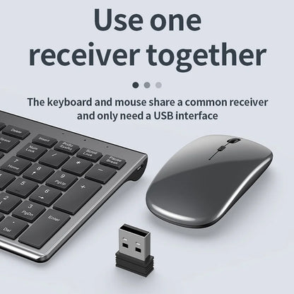 Jomaa Slim Bluetooth Rechargeable Keyboard and Mouse Set – 2.4G USB Wireless Combo for Laptop & Computer