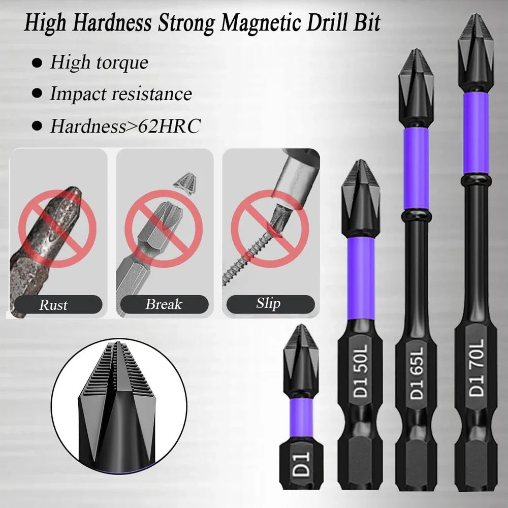 5–60PCS PH2 Magnetic Impact Driver Bit Set – Alloy Steel Cross Screwdriver Bits for Drill & Screw Driving Non-Slip Tool Kit