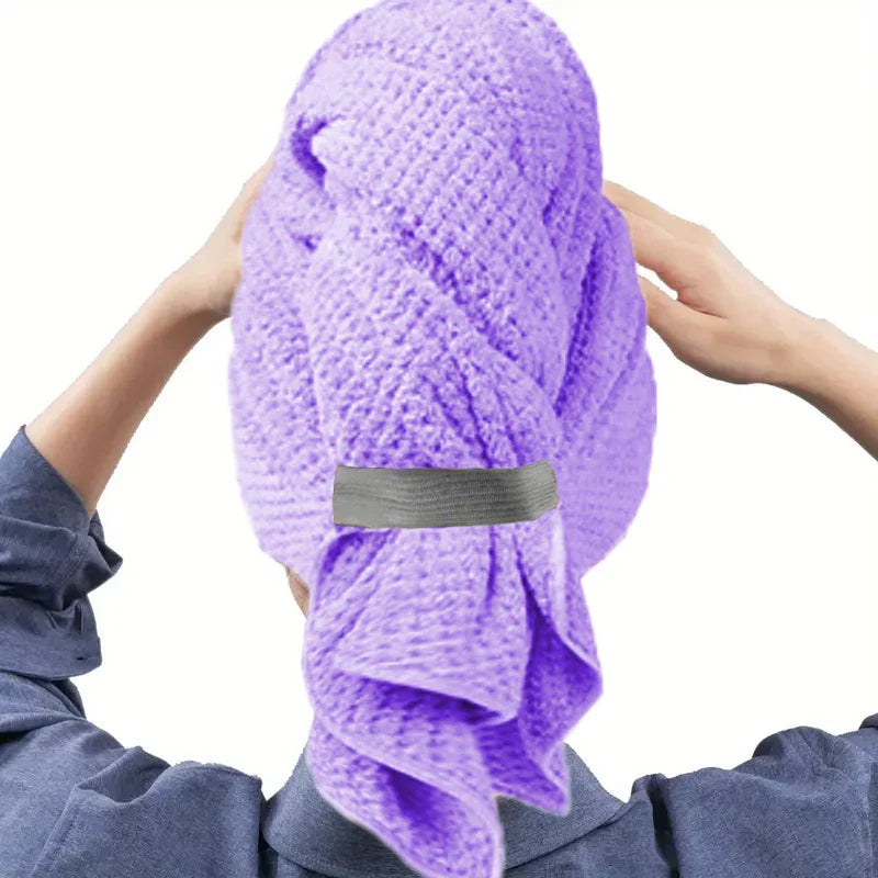 Extra Large Microfiber Hair Towel Wrap – Quick Dry, Ultra-Absorbent Soft Turban with Elastic Band
