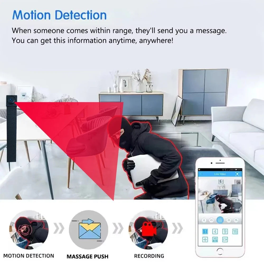 4K HD Mini WiFi Camera - Remote Viewing Motion Detection DIY Home Monitoring Camera