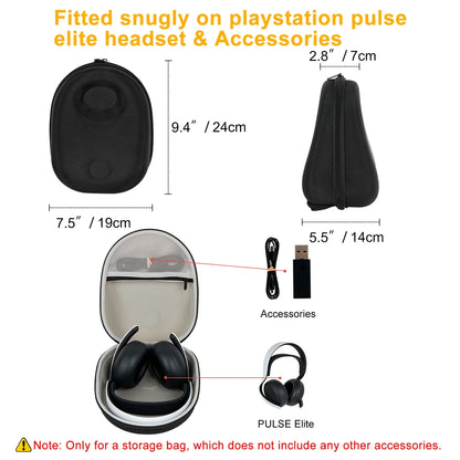 Hard Carrying Case for PS5 – Semi-Waterproof Travel Storage Box for PULSE Elite Wireless Headset & Accessories