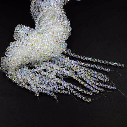 3/4mm Crystal Bicone Glass Beads - White Loose Faceted Beads for DIY Bracelets, Earrings & Jewelry Making