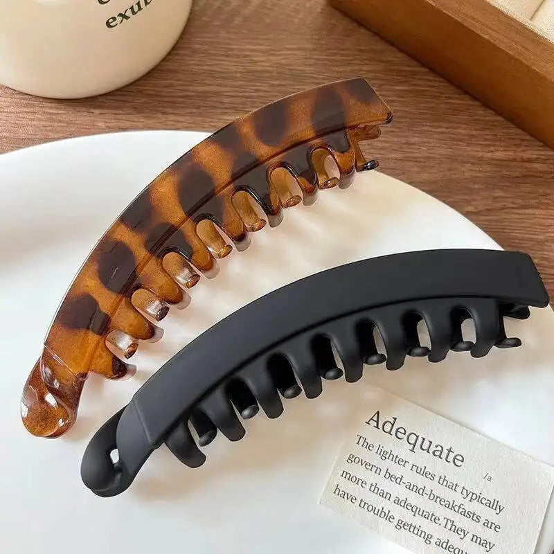 Tortoiseshell Banana Hair Clip - Fish Shape Twist Clamp Barrettes for Women Hair Styling Accessories