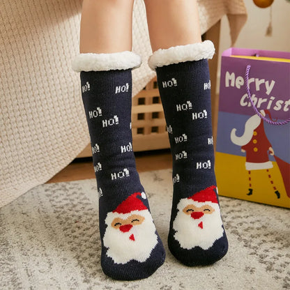 Winter Plush Women’s Non-Slip Floor Socks – Fuzzy Soft Penguin, Deer, Elk & Bear Slippers, Cozy Christmas Gift