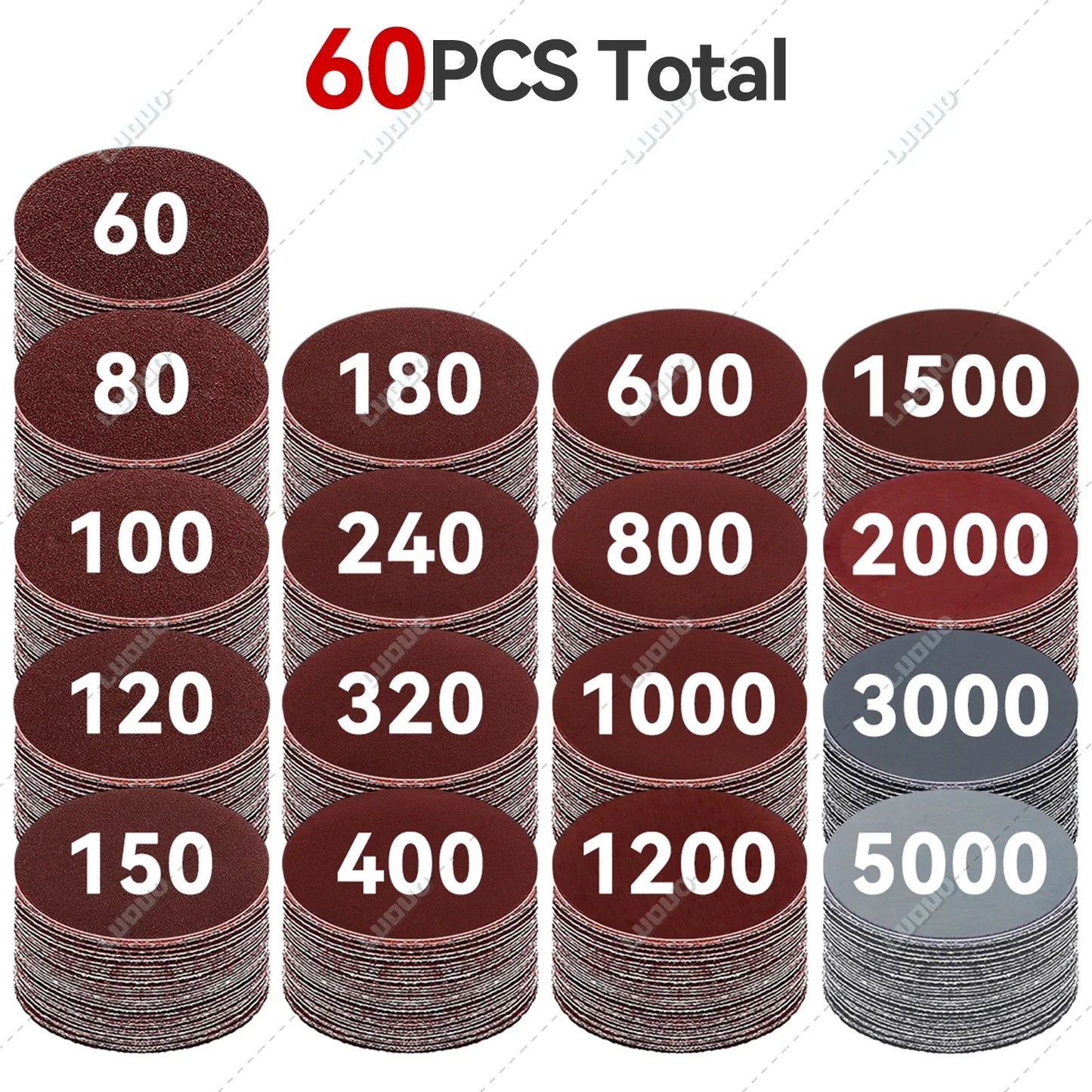 Car Detailing Headlight Restoration Sandpaper Discs – Hook & Loop Round Sanding Sheets for Metal & Wood Polishing Tools