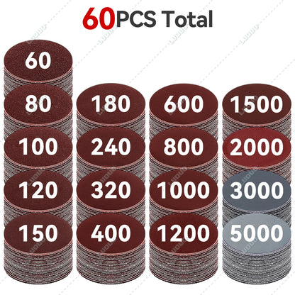 Car Detailing Headlight Restoration Sandpaper Discs – Hook & Loop Round Sanding Sheets for Metal & Wood Polishing Tools