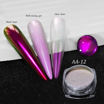 Chameleon Magic Mirror Nail Powder - Holographic Diamond Glitter Pigment for UV Gel Manicure & DIY Nail Art