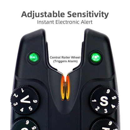 Hirisi S4 Carp Fishing Alarm Set - Anti-Theft Bite Indicators 1+4 Tackle System for Carp Angling