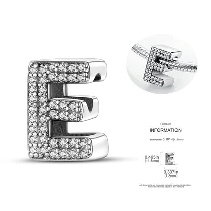 26 A-Z Alphabet Beads 925 Silver LOVE Letter Charms for 3mm Bracelets - CZ Zircon DIY Jewelry Gift