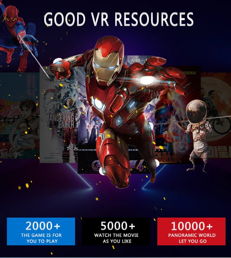 Original J20 4K VR Headset - 3D Virtual Reality Glasses Box with Stereo & Rocker for iOS/Android Phones up to 6.7"