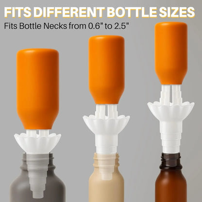 Universal Bottle Emptying Kit - Reusable Liquid Transfer Connector and No-Waste Funnel Adapter for Soap and Shampoo