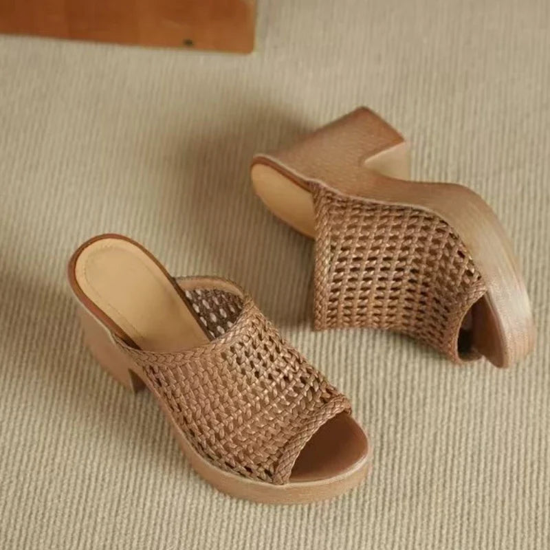 Women’s Platform High Heel Summer Sandals – Thick Sole Casual Slip-On Shoes