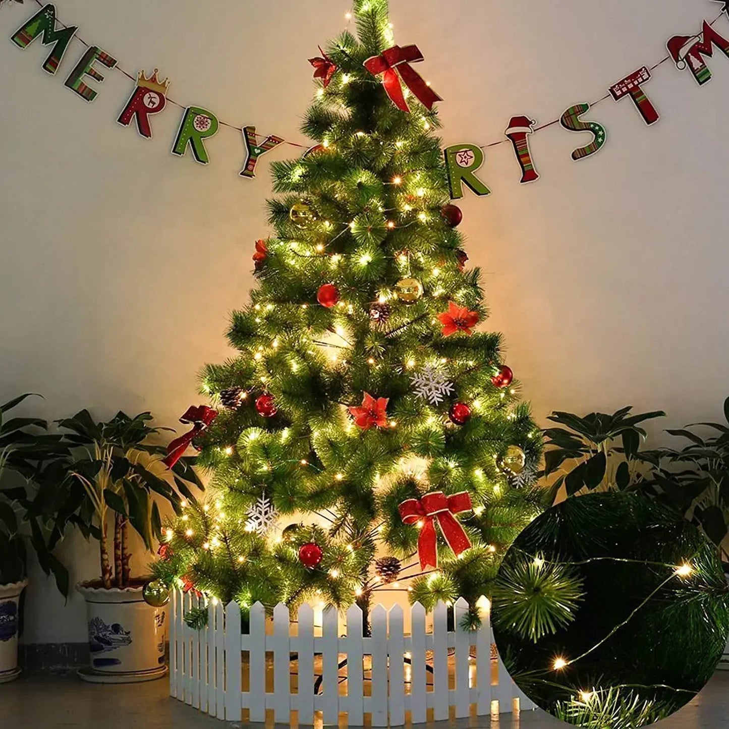 1000 LED Green Wire Fairy String Lights | Waterproof Christmas Tree & Holiday Decor, US/EU Plug 110V/220V