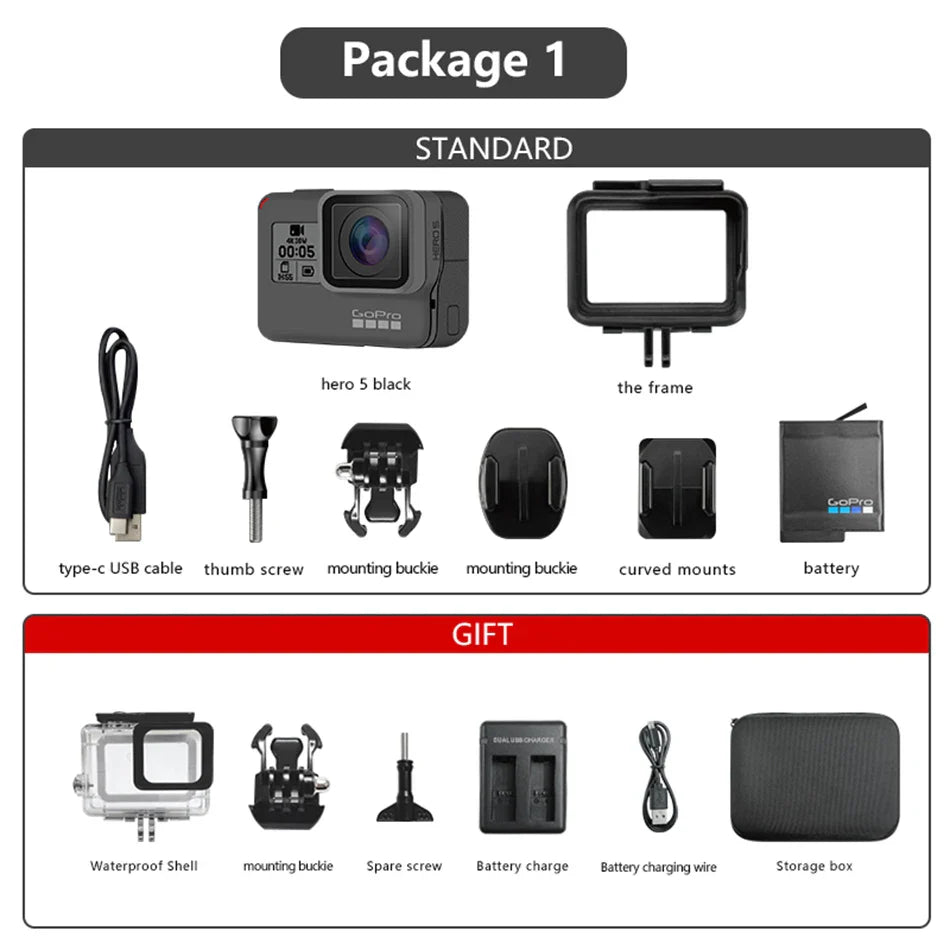 GoPro HERO5 Black 4K Ultra HD Sports Camera – 1080P Video, Anti-Shake, Cycling Helmet Action Cam, Optional Memory Card