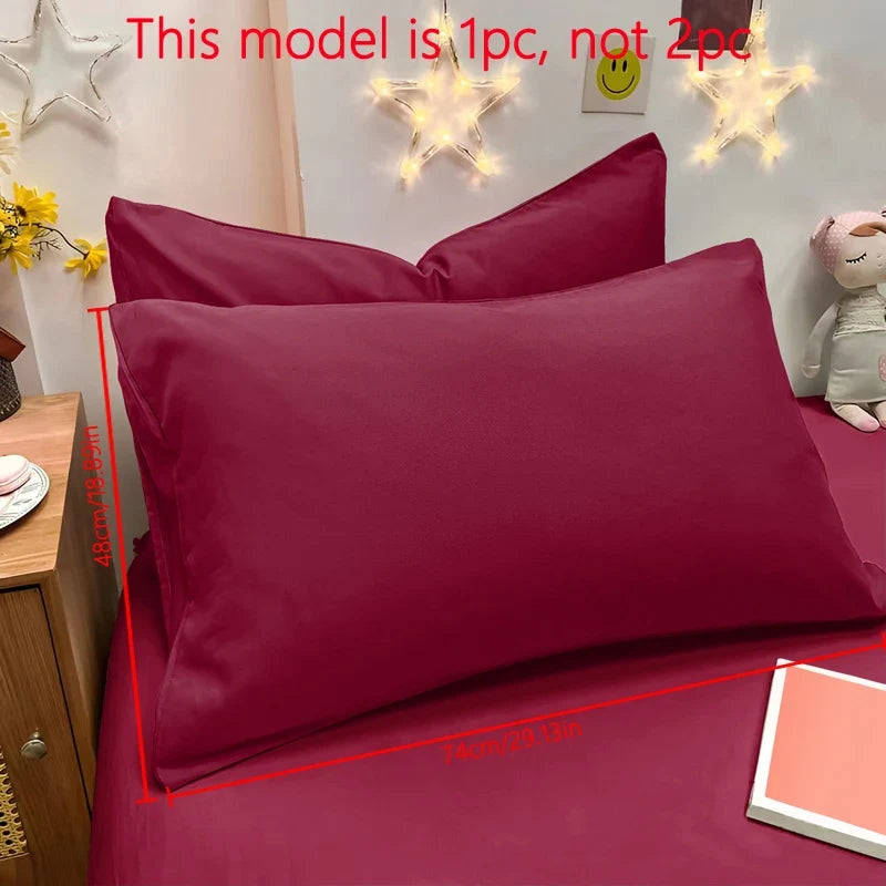 Matte Solid Color Pillowcase - Soft Pocket Sealed Bedroom Bedding Cover