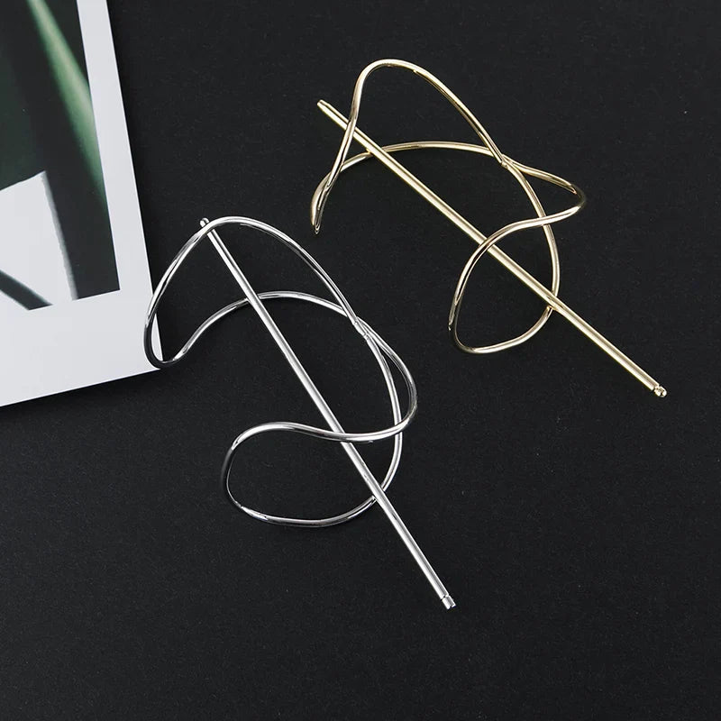 Boho Irregular Hair Stick: Fashionable Gold Hair Accessories - Shaped Bun Holder Cage Hair Pin for Women's Hairwear Jewelry (Model H040)