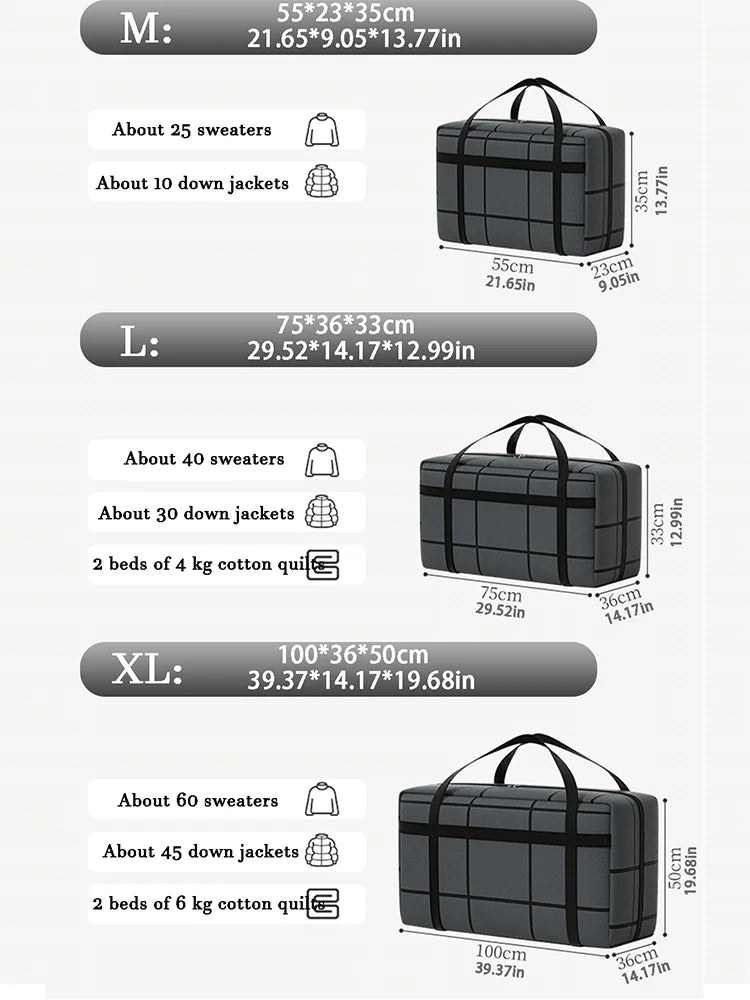 Large Capacity Black Storage Bag: Super Load-Bearing, Dustproof, Moisture-Proof with Zipper - 1PC