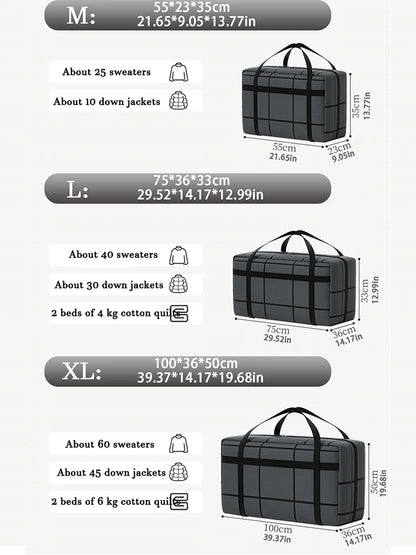 Large Capacity Black Storage Bag: Super Load-Bearing, Dustproof, Moisture-Proof with Zipper - 1PC