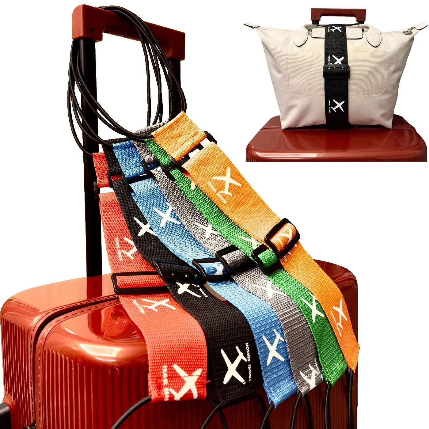 Aircraft Print Luggage Strap - Durable Nylon Suitcase Securing Belt