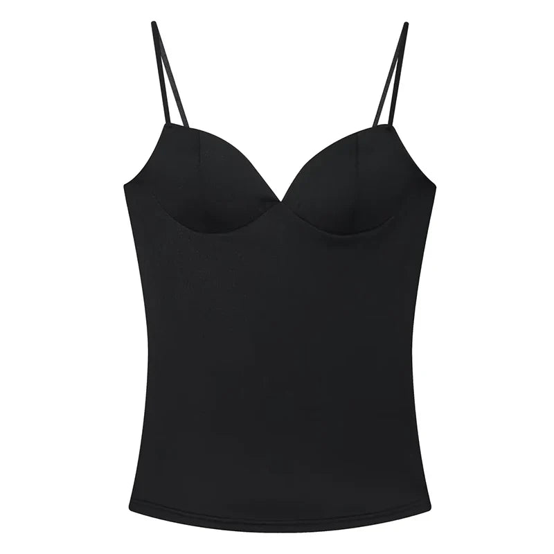 Women’s Sleeveless Crop Top - Backless Corset Camisole Bodycon Bustier Tank Top with Adjustable Straps