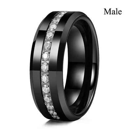 Couple Celtic Dragon Rings Set - Purple Rhinestone CZ Stainless Steel Wedding Jewelry for Men & Women