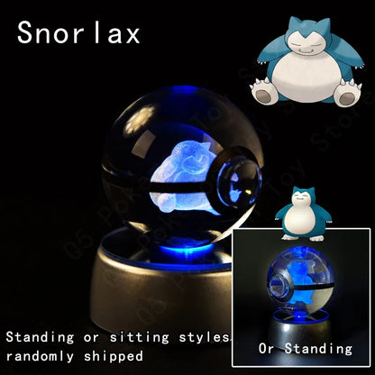 Pokémon Crystal Ball Night Light - 3D Pikachu Gengar Mewtwo Glass Lamp Statue Kids Birthday Gift