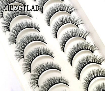 HBZGTLAD 10 Pairs 3D Faux Mink False Eyelashes – Natural Long Look Short Mink Lash Extensions for Makeup & Beauty