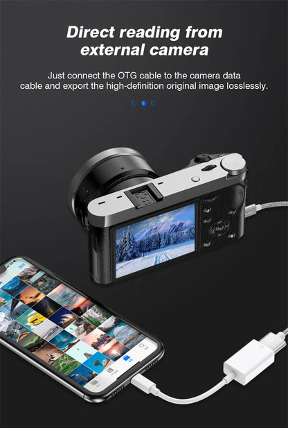 Byscoon USB 3.0 OTG Adapter Cable – Lightning to USB Camera Converter for iPhone 14/13/12/11 Pro Max, XS, XR, 7 & 8 Plus