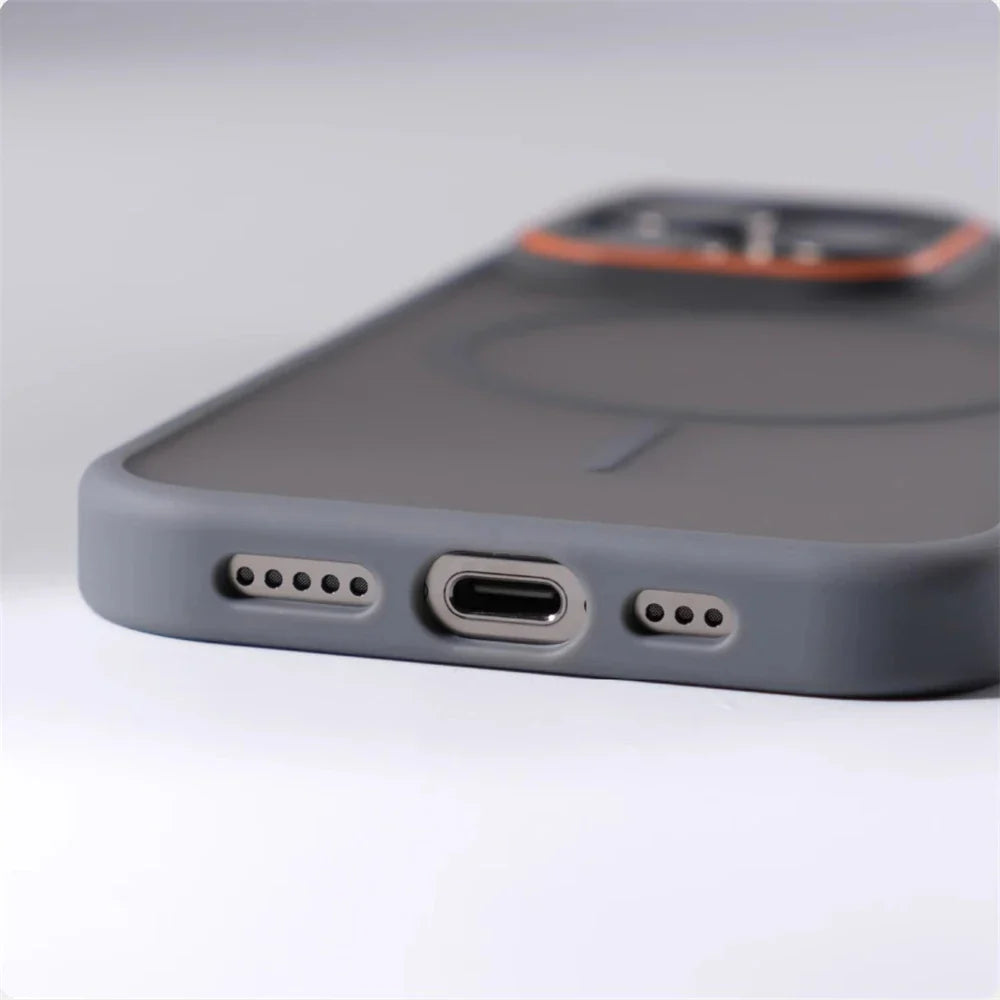 Luxury Matte Translucent MagSafe Case — Shockproof Wireless Charging Cover for iPhone 12–17 Pro/Max/Plus
