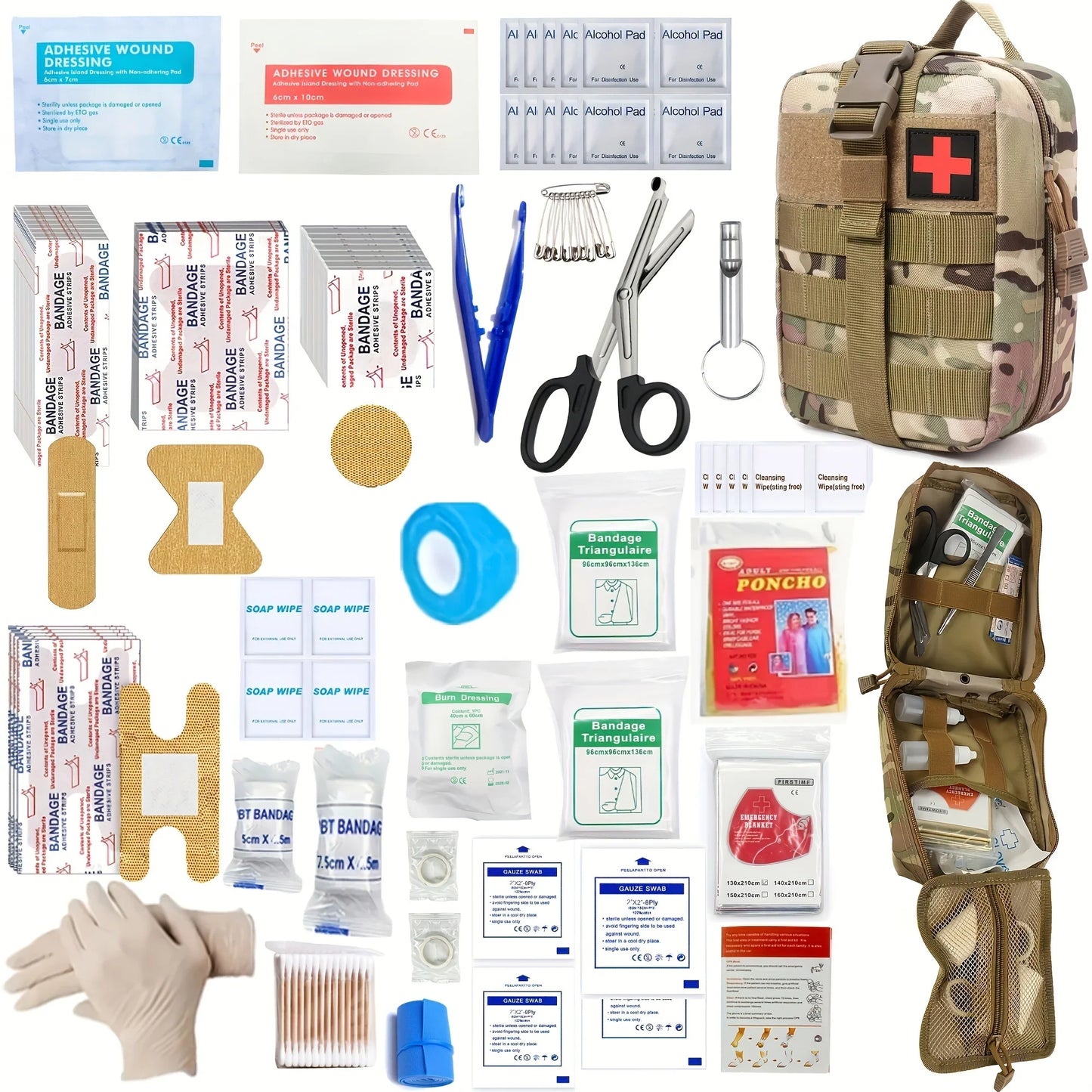 205PCS Universal First Aid Kit - Compact Emergency Medical Supplies for Home Travel Outdoor Camping and Safety