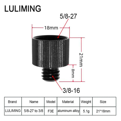 1/4 to 3/8 Inch Camera Screw Adapter - 5/8-27 Microphone Thread Converter for Tripod Ball Head Photography Accessories