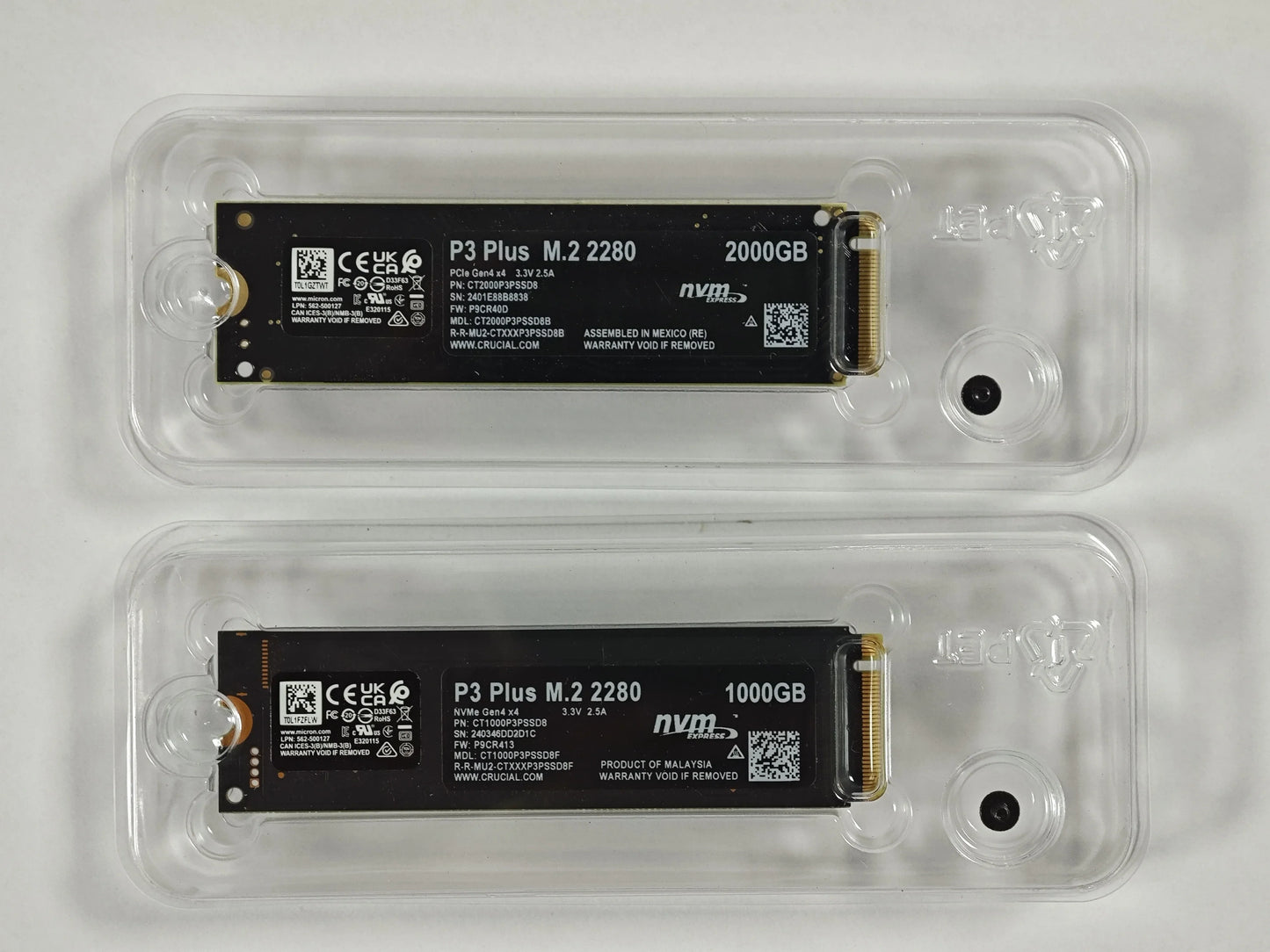 Crucial P3 Plus 1TB PCIe Gen4x4 NVMe M.2 SSD – 500GB, 1TB, 2TB, 5000MB/s Speed (OEM Package)