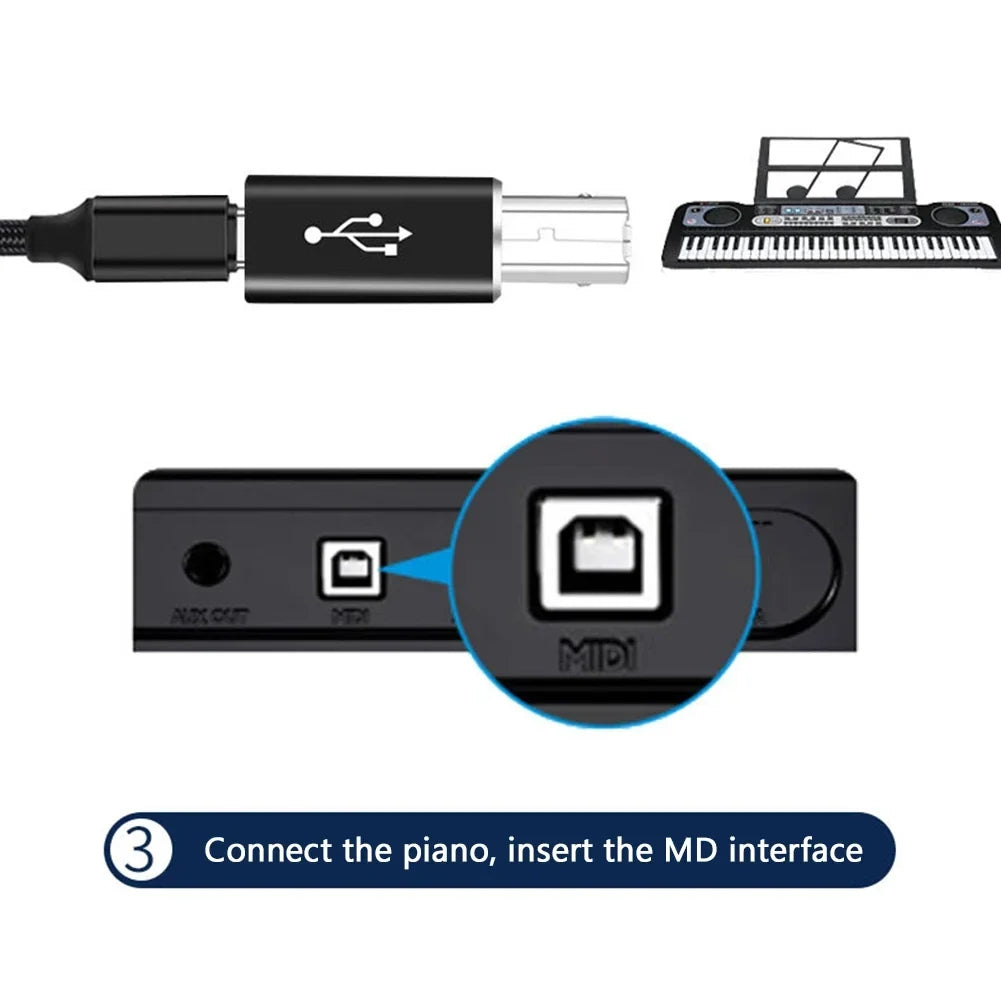 NNBILI USB B to USB Type C Adapter - USB Transfer Converter for Printer, Scanner, MIDI Controller & Keyboard Devices