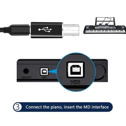 NNBILI USB B to USB Type C Adapter - USB Transfer Converter for Printer, Scanner, MIDI Controller & Keyboard Devices