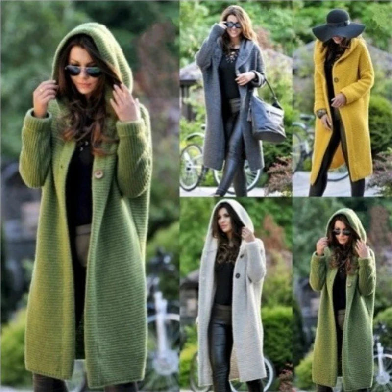 New Autumn/Winter Cashmere Cardigan – Women's Loose Long Sleeve Sweater, Solid Color Knitted & Thickened Top