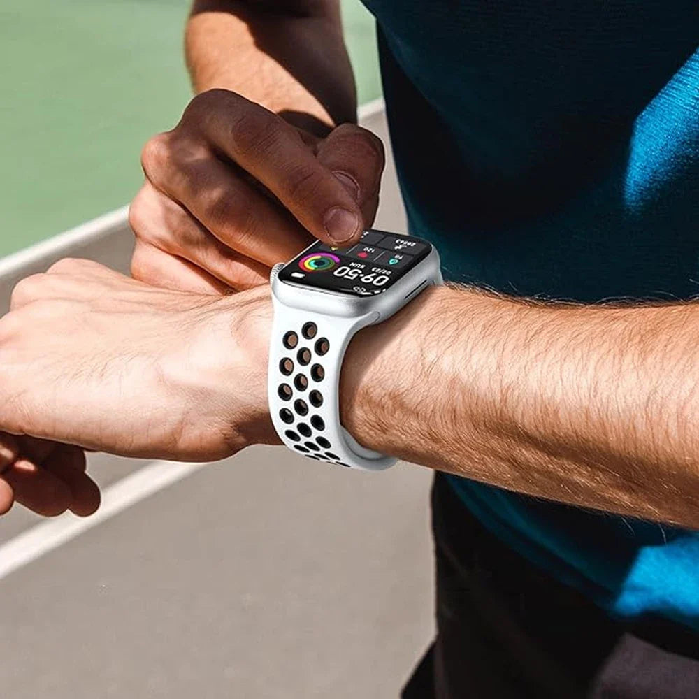 Silicone Apple Watch Strap - Breathable Wristband for Watch 11/10/9/8/7 Ultra 3/2 SE Series 49mm-41mm