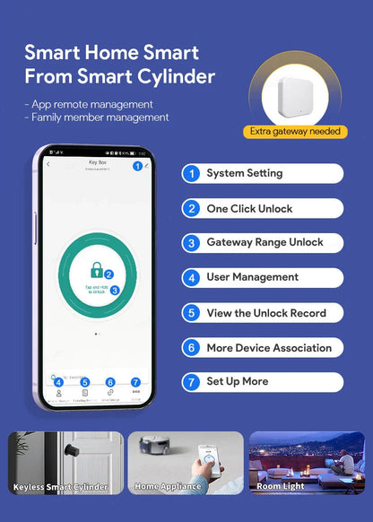 V1 Pro+ Smart Door Lock – TUYA App Adjustable Fingerprint, Password & RFID Cylinder for Home Security