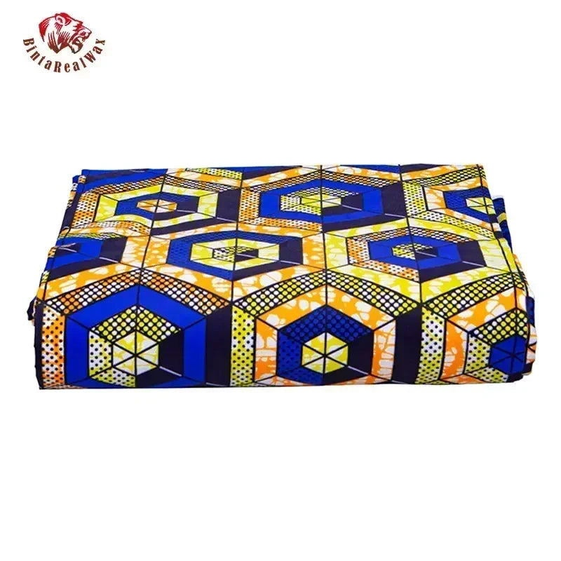 BintaRealWax Geometric Ankara Fabric - Polyester Sewing Cloth by the Yard FP6258