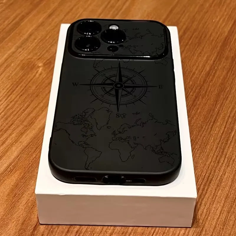 Compass Pattern iPhone Case - Creative Shockproof Soft Protective Cover for iPhone Models